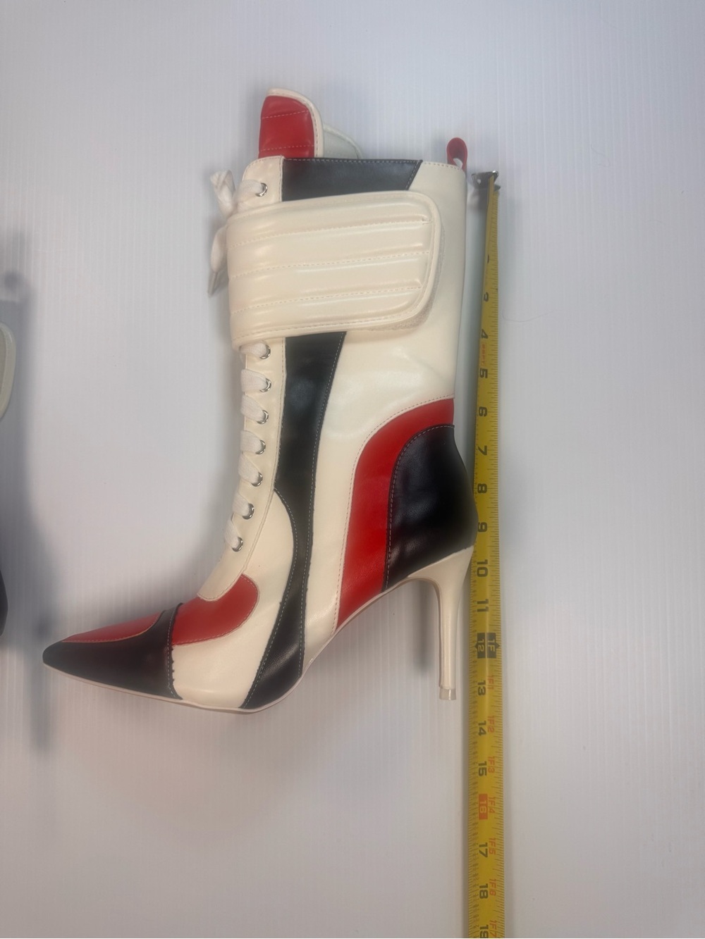 NIB Tess-1 Multi Color Lace-Up Stiletto Boots – Size 8.5 – Statement Heels 🔥 - Picture 4 of 6